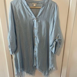 Cato button down western top